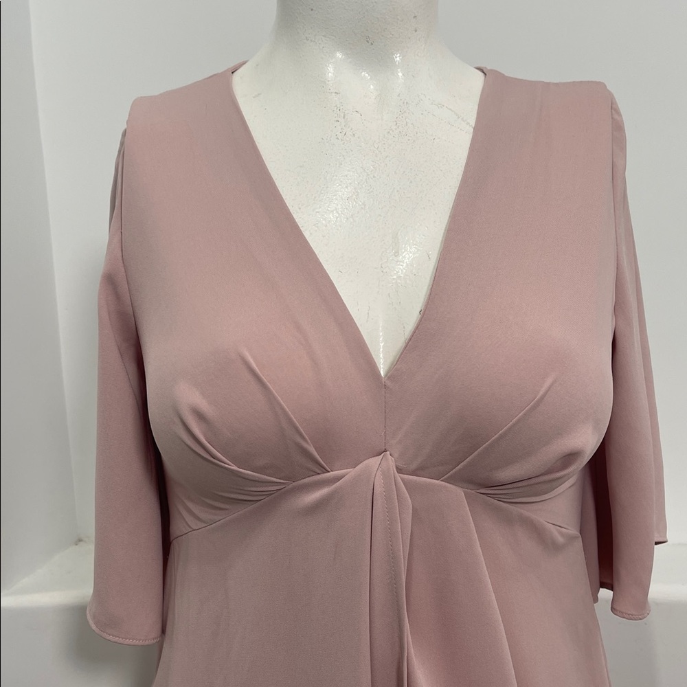 Blush Pink V-Neck Midi Dress - Picture 5 of 7
